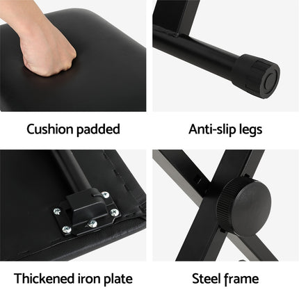 Alpha Piano Stool Adjustable Height Keyboard Seat Portable Bench Chair Black