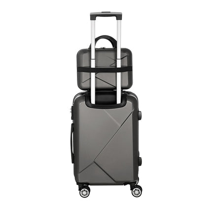 Wanderlite 2Set 20 Inch Luggage Case with 12 Inch Handheld Luggage Box Hard Shell Travel Suitcase TSA Lock Dark Grey
