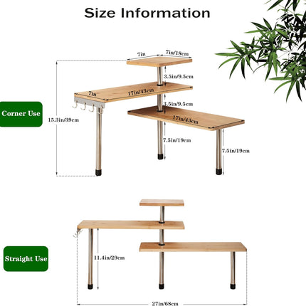 CARLA HOME 3 Tier Corner Shelf Kitchen Spice Rack Organiser with Hooks for Home Storage & Organisation