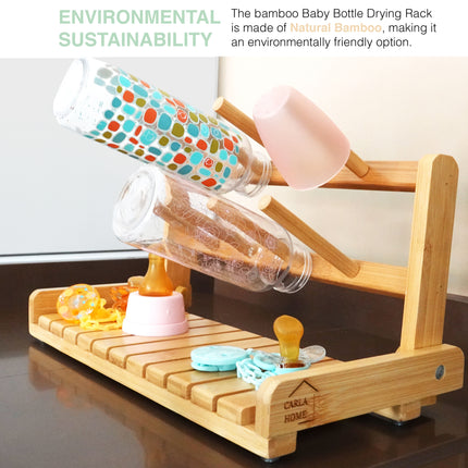 CARLA HOME Portable Bamboo Baby Bottle Drying Rack