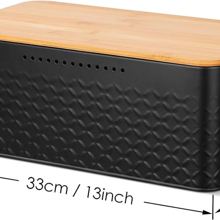 Bread Bin with Bamboo Lid used as Chopping Board for Kitchen Countertop