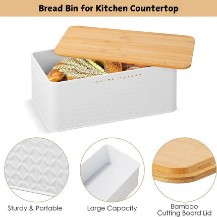 Bread Bin with Bamboo Lid used as Chopping Board for Kitchen Countertop