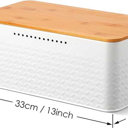 Bread Bin with Bamboo Lid used as Chopping Board for Kitchen Countertop