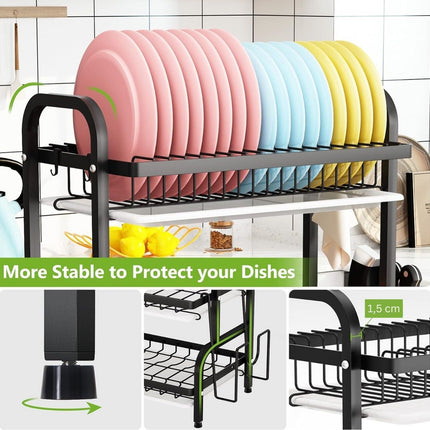 Dish Drying Rack 3 Tier Large Capacity Kitchen Storage with Utensil and Cutting Board Holder
