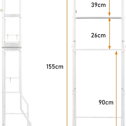 CARLA HOME 3-Tier Over The Toilet Storage Rack with Hooks & Paper Holder for Bathroom & Laundry Room