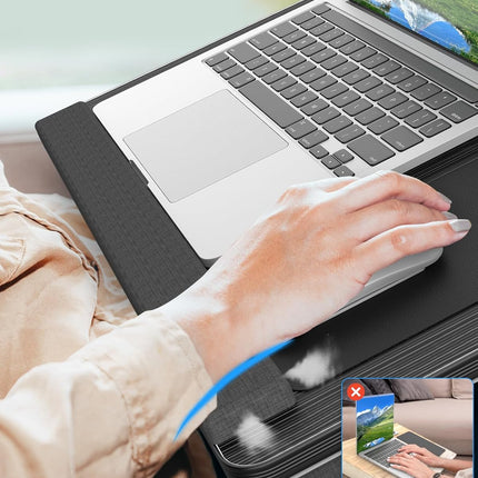 CARLA HOME Oversized Portable Lap Desk with Cushion,Mouse Pad, Tablet and Phone Holder which Fits Up to 17 Inch Laptops for Bed or Sofa (Black)