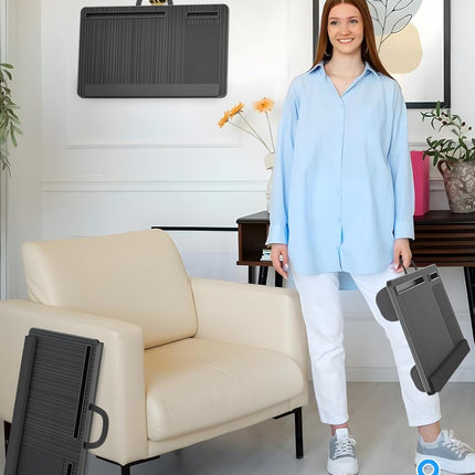 CARLA HOME Oversized Portable Lap Desk with Cushion,Mouse Pad, Tablet and Phone Holder which Fits Up to 17 Inch Laptops for Bed or Sofa (Black)