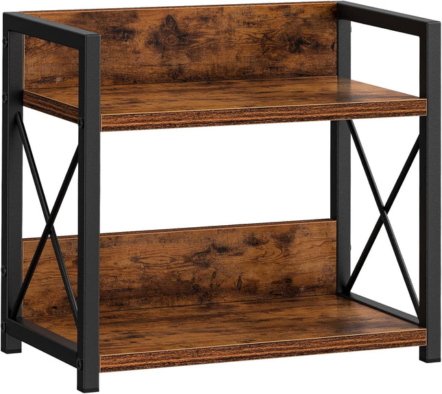 CARLA HOME 2-Tier Countertop Shelf Organizer Rustic Wood Kitchen Spice Rack for Storage, Condiments & Cabinet Organization