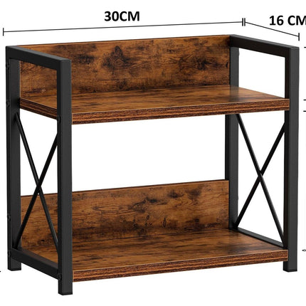 CARLA HOME 2-Tier Countertop Shelf Organizer Rustic Wood Kitchen Spice Rack for Storage, Condiments & Cabinet Organization