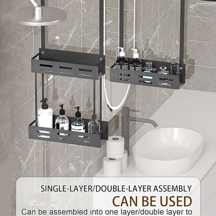CARLA HOME Over the Door 2-tier Shower Caddy Organizer Shelf with Hooks for Bathroom