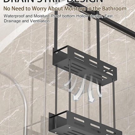 CARLA HOME Over the Door 2-tier Shower Caddy Organizer Shelf with Hooks for Bathroom