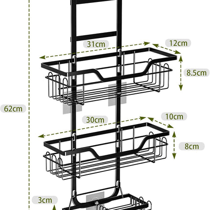 CARLA HOME Over the Door 3-tier Shower Caddy Organizer Shelf with Hooks for Bathroom