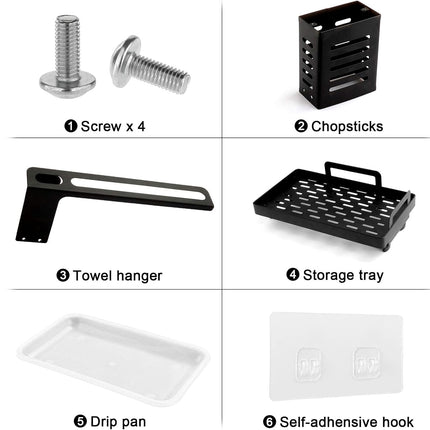 CARLA HOME Kitchen Sink Caddy Organizer with Sponge, Soap & Brush Storage and Rag Rack, Drain Tray & Utensil Holder