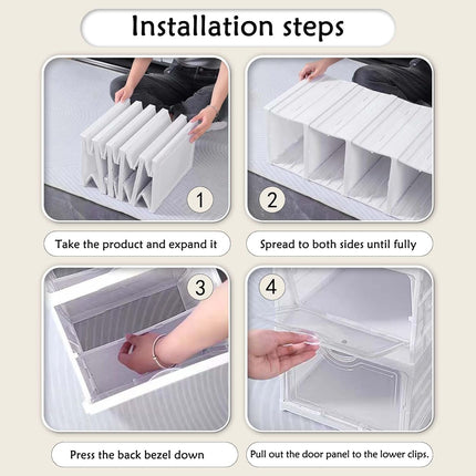 CARLA HOME 6-Tier Stackable Shoe Storage Box Organizer with Clear Door for Closet, Entryway or Cabinet