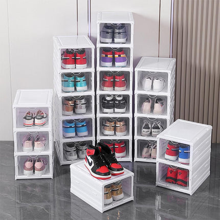 CARLA HOME 6-Tier Stackable Shoe Storage Box Organizer with Clear Door for Closet, Entryway or Cabinet