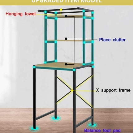 CARLA HOME 3-Tier Over Washing Machine Storage Rack Laundry Shelf Organizer for Bathroom or Toilet (Black)