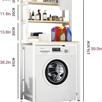 CARLA HOME 3-Tier Over Washing Machine Storage Rack Laundry Shelf Organizer for Bathroom or Toilet (White)