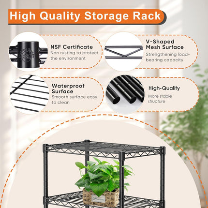 CARLA HOME 4-Tier Adjustable Metal Storage Shelves Wire Rack Organizer for Kitchen, Pantry, Bathroom or Laundry Room (60cm W x 40cm D x 140cm H)