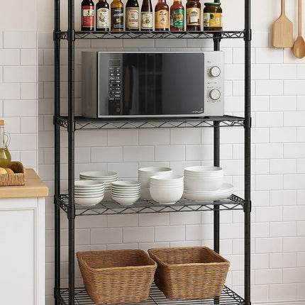 CARLA HOME 5-Tier Adjustable Metal Storage Shelves Wire Rack Organizer for Kitchen, Pantry, Bathroom or Laundry Room (60cm W x 40cm D x 176cm H)