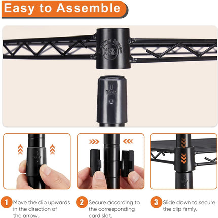 CARLA HOME 5-Tier Adjustable Metal Storage Shelves Wire Rack Organizer for Kitchen, Pantry, Bathroom or Laundry Room (60cm W x 40cm D x 176cm H)