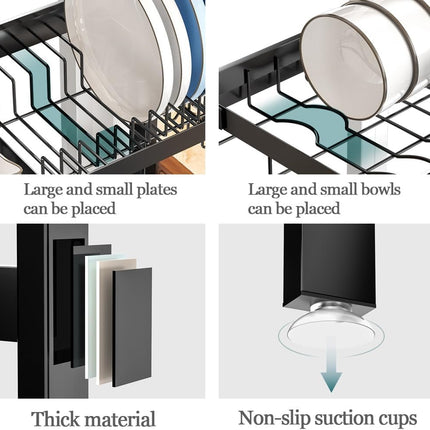 CARLA HOME Adjustable Over the Sink Dish Drying Rack with Utensil Holder, Hooks & Cutting Board Rack for Kitchen Counter Storage