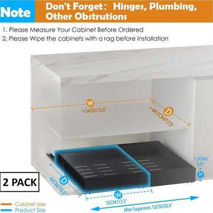 CARLA HOME 2 Pack Pull Out Cabinet Organizer Expandable for Cabinets with Adjustable Slide Out Shelves and Easy Installation (Grey)