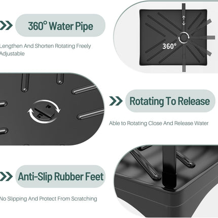 CARLA HOME 2-Tier Large Dish Drying Rack with Drainboard, Utensil Holder, Glass Hooks & Cutlery Storage (Black)