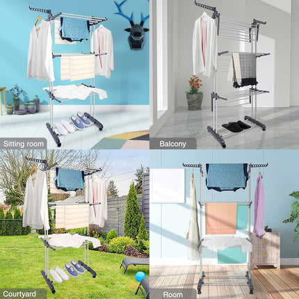 CARLA HOME Folding Clothes Drying Rack with Wheels and Adjustable Side Wings for Laundry Rack and Clothes Storage (Upgraded Model)