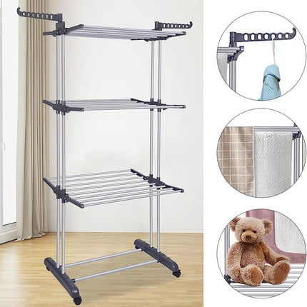 CARLA HOME Folding Clothes Drying Rack with Wheels and Adjustable Side Wings for Laundry Rack and Clothes Storage (Upgraded Model)