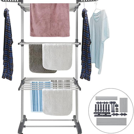 CARLA HOME Folding Clothes Drying Rack with Wheels and Adjustable Side Wings for Laundry Rack and Clothes Storage (Upgraded Model)