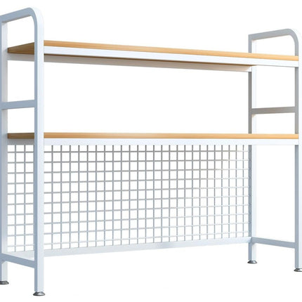 CARLA HOME  2-Tier Metal Desktop Hutch Bookshelf with Grid Panel for Computer Desk and Office Countertop