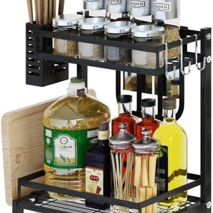 CARLA HOME 2-Tier Kitchen Spice Rack Organizer Storage Shelf for Condiments, Oil Bottles, Utensils, Cutting Board & More