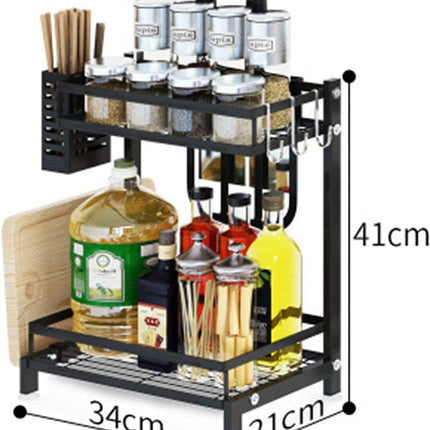 CARLA HOME 2-Tier Kitchen Spice Rack Organizer Storage Shelf for Condiments, Oil Bottles, Utensils, Cutting Board & More