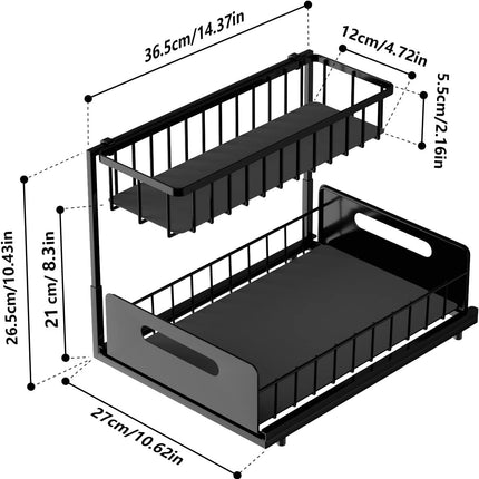 CARLA HOME 2 Pack Under Sink Organiser with Sliding Drawers for Kitchen & Bathroom