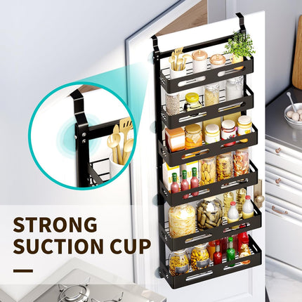 CARLA HOME 6 Tier Over the Door Organizer with Adjustable Metal Pantry Storage Rack and Hanging Baskets for Kitchen and Bathroom