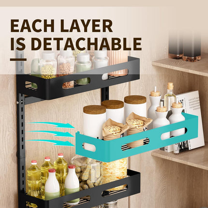 CARLA HOME 6 Tier Over the Door Organizer with Adjustable Metal Pantry Storage Rack and Hanging Baskets for Kitchen and Bathroom