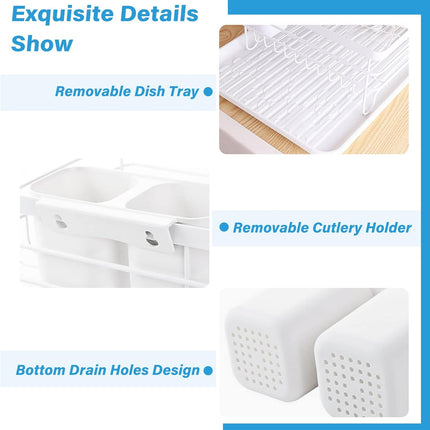 CARLA HOME 2-Tier Dish Drying Rack for Kitchen Counter with Removable Drip Tray, Utensil Holder and Cutlery Organizer