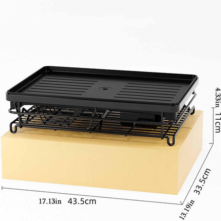 CARLA HOME 2-Tier Dish Drying Rack for Kitchen Counter with Drainboard, Utensil Holder, Cup Rack & Cutlery Organizer