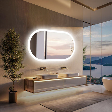 800x500mm LED Bathroom Mirror Oval Anti-Fog Dimmable Wall Mount