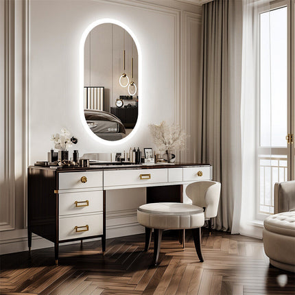 800x500mm LED Bathroom Mirror Oval Anti-Fog Dimmable Wall Mount