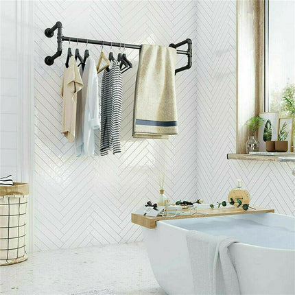 Iron Wall Mounted Clothes Rack with Shelf Garment Display