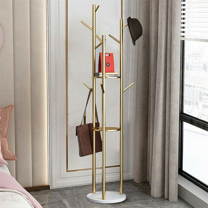 Marble & Metal Coat Rack Stand Heavy Duty