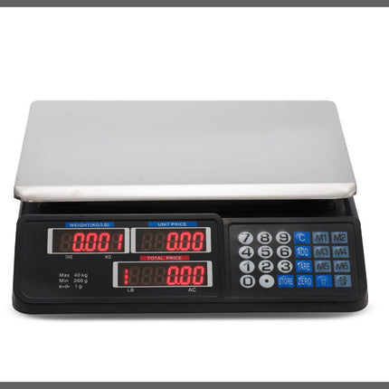 Digital Kitchen Scale 40kg 1g Increment Electronic Black