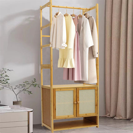 Bamboo Clothes Rack Coat Stand 168cm High Polish 53cm Length