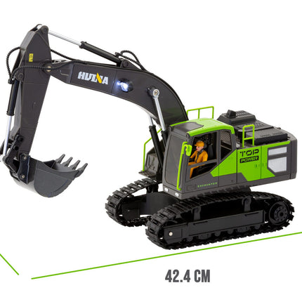 1:18 Scale 13-Channel Alloy Remote Control Excavator Construction Vehicle with Lights, Sound and Steam