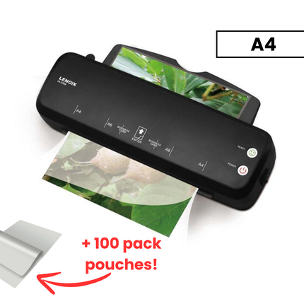 Hot Paper Laminator 300W for 80-100 Microns with 100 A4 Laminating Pouches