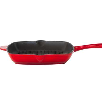 Enamelled Cast Iron Square Grill Pan (44 x 30 x 4.7 cm) - Red