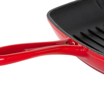 Enamelled Cast Iron Square Grill Pan (44 x 30 x 4.7 cm) - Red