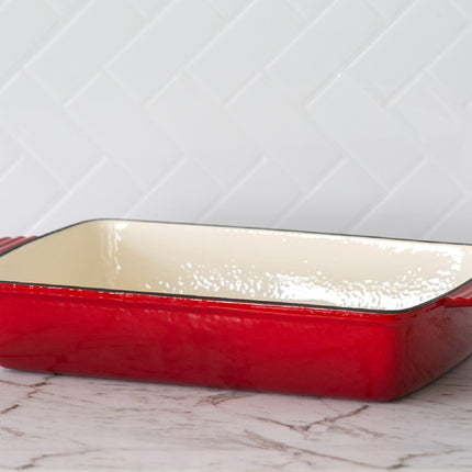 Enamelled Cast Iron 38.5x23cm Rectangular Roaster (3.4L) - Red