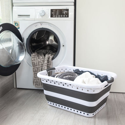 45L Space Saving  Laundry Basket,  Collapsible Hamper for Dorms, RVs, Homes & Garages